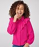 Pine Kids Woven Top with Full Sleeves and Ruffled Detail - Dark Pink