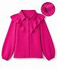 Pine Kids Woven Top with Full Sleeves and Ruffled Detail - Dark Pink