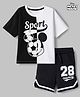 HoneyHap Disney 100% Cotton Single Jersey Knit Half Sleeves T-Shirt and Shorts Set with Mickey Mouse Graphic - White