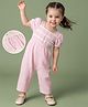 Babyoye Female 100% Cotton Woven Half sleeves Jumpsuit with Floral Embroidery in Pink
