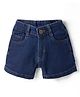 Smarty Girls Denim Woven Knee Length Solid Color Shorts - Navy Blue