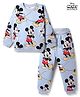 Bonfino Disney Terry Knit  Full Sleeves Co-Ords T-Shirt & Lounge Pant Set with Mickey Mouse Print - Grey