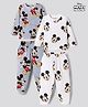 Bonfino Disney Single Jersey Knit Full Sleeves Co-Ords T-Shirt & Pyjama Night Suit with Mickey Mouse Print Pack of 2 - White & Grey