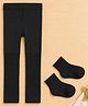 Kidofash Cotton Spandex Knit Solid Tights & Socks Set - Black