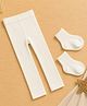 Kidofash Cotton Spandex Knit Solid Tights & Socks Set - Cream