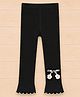 Kidofash Cotton Spandex Knit Floral Applique Detailed Tights -  Black