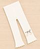 Kidofash Cotton Spandex Knit Floral Applique Detailed Tights -  Cream