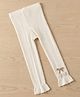 Kidofash Cotton Spandex Knit Floral Applique Detailed Tights - Cream