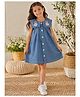 Superminis Denim Knit Sleeveless Bunny Patch Detailed Dress - Blue