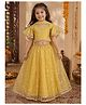 Superminis Net Woven Frill Sleeves Floral Embroidered Lehenga Choli Set With  Dupatta - Yellow