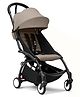Yoyo Stokke YOYO3 Lightweight Compact Travel Stroller with Cabin-Friendly Folding, UPF 50+ Canopy & 5-Point Safety Harness - Black Tan