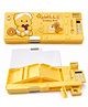 MANAKI ENTERPRISE Creamy Bear Cute Cartoon Pencil Box | All-in-One Stationery Box with Calculator, Sharpener & Writing Pad | Large Capacity Plastic Pencil Case for School - 26.3 L x 9.2 B x 4 H, Cream