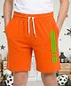 NUSYL Cotton Blend Knit 1994 Numerical Printed Shorts - Orange