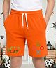 NUSYL Cotton Blend Knit Lets Play Text Printed Shorts - Orange