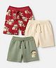 Babyhug Cotton Single Jersey Knit Mid Thigh Short with Lion Print Pack of 3 - Green Beige Maroon