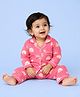 Mama & Peaches Cotton Woven Full Sleeves Rainbows Printed Shirt & Pajama Night Suit- Pink