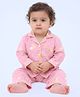 Mama & Peaches Cotton Woven Full Sleeves Bunny Printed Coordinating Shirt & Pajama Night Suit - Pink