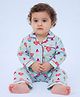 Mama & Peaches Cotton Woven Full Sleeves Hearts & Watermelon Printed Coordinating Shirt & Pajama Night Suit - Sky Blue