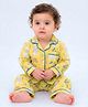 Mama & Peaches Cotton Woven Full Sleeves Dog & Floral  Printed Coordinating Shirt & Pajama Night Suit - Yellow