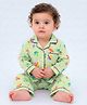 Mama & Peaches Cotton Woven Full Sleeves Cupcake Printed Coordinating Shirt & Pajama Night Suit - Green