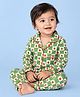 Mama & Peaches Cotton Woven Full Sleeves Coordinating Strawberry Checked Shirt & Pajama Night Suit - Green