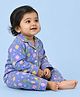 Mama & Peaches Cotton Woven Full Sleeves Pears Printed Coordinating Shirt & Pajama Night Suit - Purple
