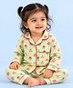 Mama & Peaches Cotton Woven Full Sleeves Sweet Treats Printed Coordinating Shirt & Pajama Night Suit - Green