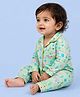 Mama & Peaches Cotton Woven Full Sleeves  Floral Printed Coordinating Shirt & Pyjama Night Suit - Green