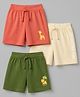Babyhug Single Jersey Knit Mid Thigh Shorts with Giraffe & Lion Print in Pack of 3 - Green Orange & Cream
