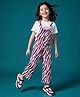 Ollington St. Single Jersey Knit Half Sleeves Text Printed Inner Tee With Zebra Print Dungaree - Maroon & White