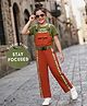 OLLINGTON ST. Single Jersey  Knit Full Dungaree with Half Sleeves Printed Inner Tee - Rust & Olive