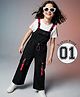 OLLINGTON ST.  Single Jersey Knit Full Dungaree with Half Sleeves Printed Inner Tee - Black & White