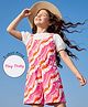 OLLINGTON ST. Single Jersey Knit Knee Length Dungaree with Half Sleeves Printed Inner Tee - White & Pink