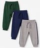 Babyhug Cotton Knit Jogger Fit Full Length Solid Lounge Pant with Ribbed Waist Pack of 3 in Grey