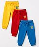 Babyhug Cotton Knit Jogger Fit Full Length Lounge Pant with Text Print Pack of 3 - Blue Yellow Red
