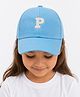 Vritraz  Cotton Woven Alphabet Embroidered Cap - Blue - Circumference 52-56 Cm