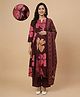 The Mom Store Cotton Woven Three Fourth Sleeves Floral Printed Maternity Kurti Pants & Dupatta Set With Side Zipper Nursing Access - Maroon