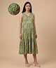 The Mom Store Cotton Woven Sleeveless Floral Printed Maternity Dress With Side  Zipper Nursing Access - Green