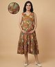 The Mom Store Cotton Woven Sleeveless Floral Printed Maternity Dress With Side Zipper Nursing Access - Yellow