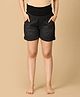 The Mom Store Cotton Denim Solid Maternity Shorts - Black
