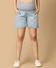 The Mom Store Cotton Denim Solid Maternity Shorts - Light Blue