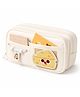 MANAKI ENTERPRISE Cute Cartoon Double Zipper Pencil Pouch for Girls & Boys  Large Capacity School Stationery Organizer with Front Pocket, Waterproof Fabric Pen Case for Students - Cream