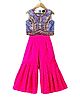 Twisha Cotton Woven Sleeveless Mirror Work & Frill Detailed Top & Palazzo Set - Lavender & Pink