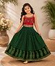 Twisha Woven Sleeveless Lace & Beads Embellished Floral Embroidered Lehenga & Choli Set - Red & Green