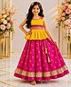 Twisha Woven Sleeveless Lace Embellished Top & Lehenga Set -Yellow & Pink