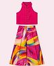 Twisha Chanderi Woven Sleeveless Button Detailed Top & Palazzo Set - Pink & Multi Colour