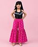 Twisha Woven Sleeveless Sequins Embellished Frill Detailed Top & Sharara Set - Black & Pink