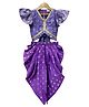 Twisha Woven Half Sleeves Lace Embellished Top & Dhoti Set - Purple
