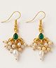 CHOKO Pearl & Stone Embellished Drop Earrings - Golden Green & White