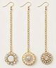 CHOKO Set Of 3 Pearl Mirror & Stones Embellished Maang Teekas - Golden Multi Colour & White